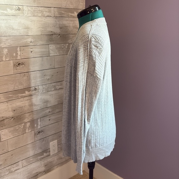 BELLE Lightweight Open Knit Gray Cardigan - Picture 7 of 7